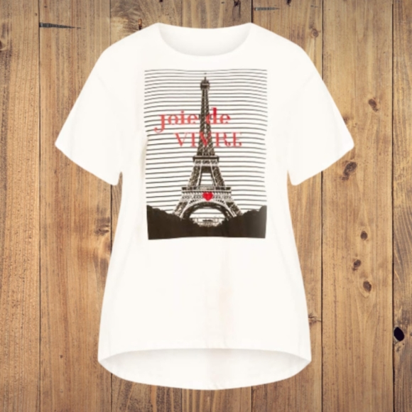 AVENUE ☆ JOIE DE VIVRE ☆ EIFFLE TOWER ☆ GRAPHIC PRINT TEE ☆ NWT - Picture 6 of 9